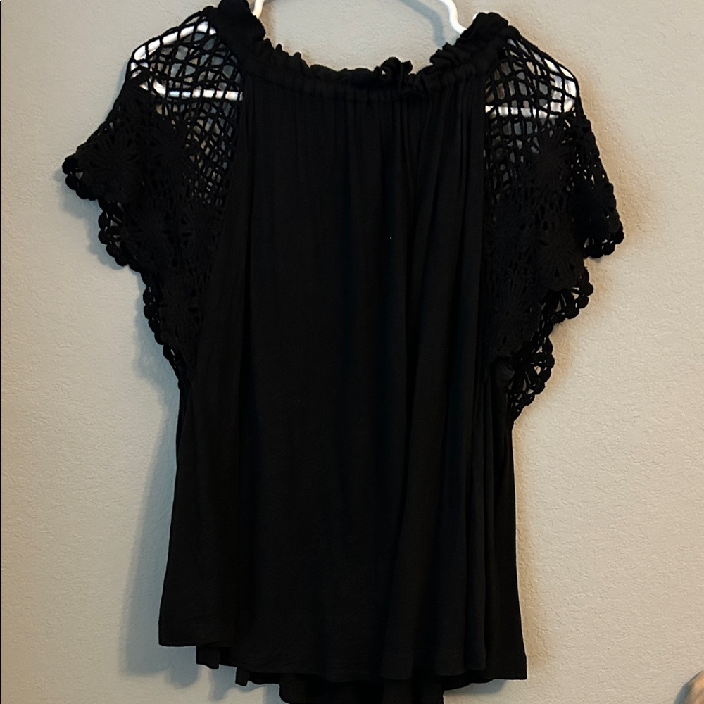 Wishlist Black Crochet Sleeve Top
